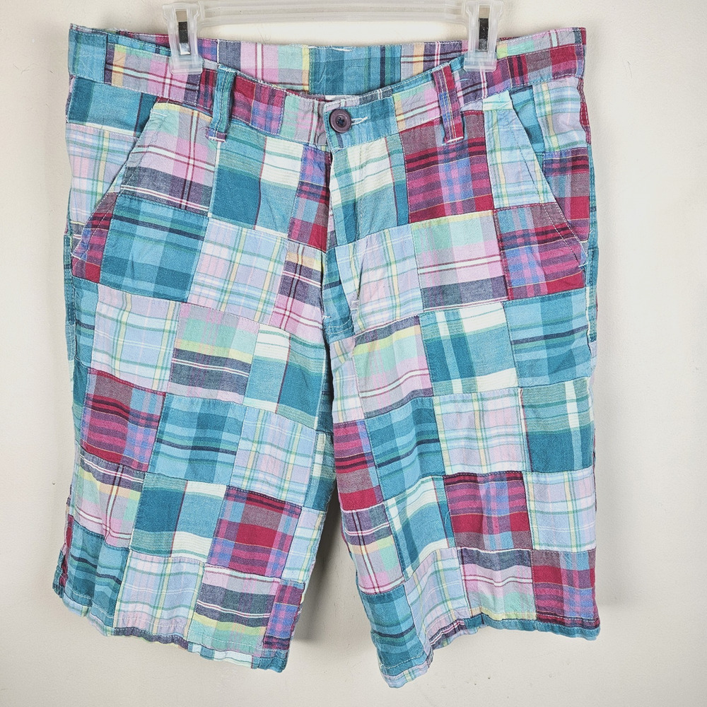 clh creating limitless heights Shorts Mens 34 X 14L Aqua Plaid Madras Golf